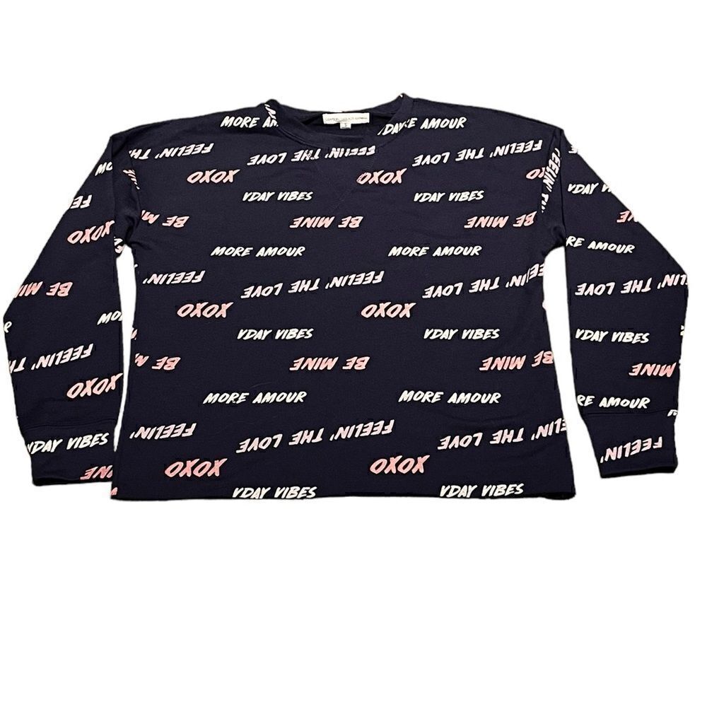 Grayson Threads‎ Valentine’s Theme Navy Sleep Sweatshirt, Size S, NWT